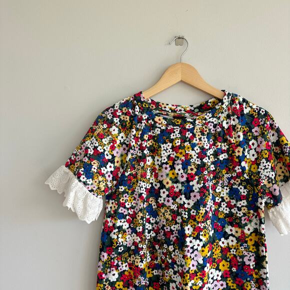 Ann Taylor Floral Eyelet Cuff Shift Dress S - Picture 4 of 8